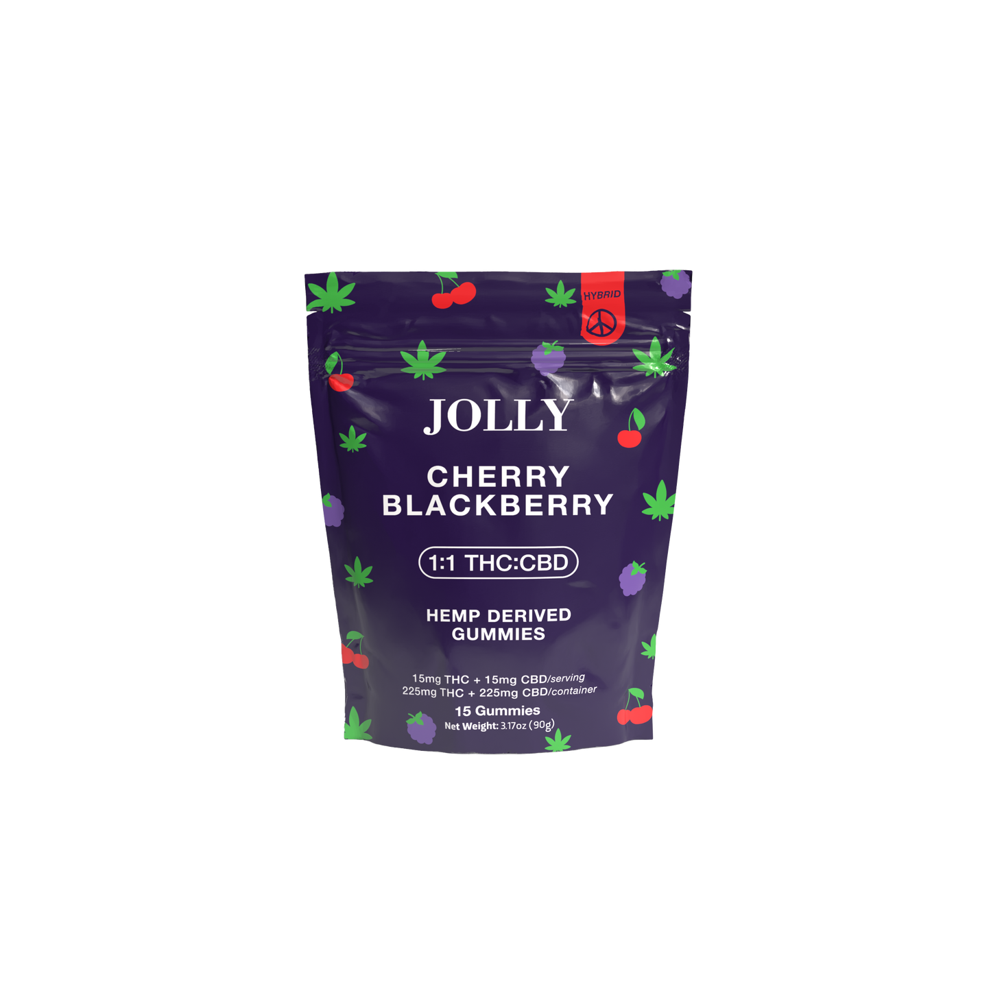 Cherry Blackberry Gummies 15mg THC, 15mg CBD