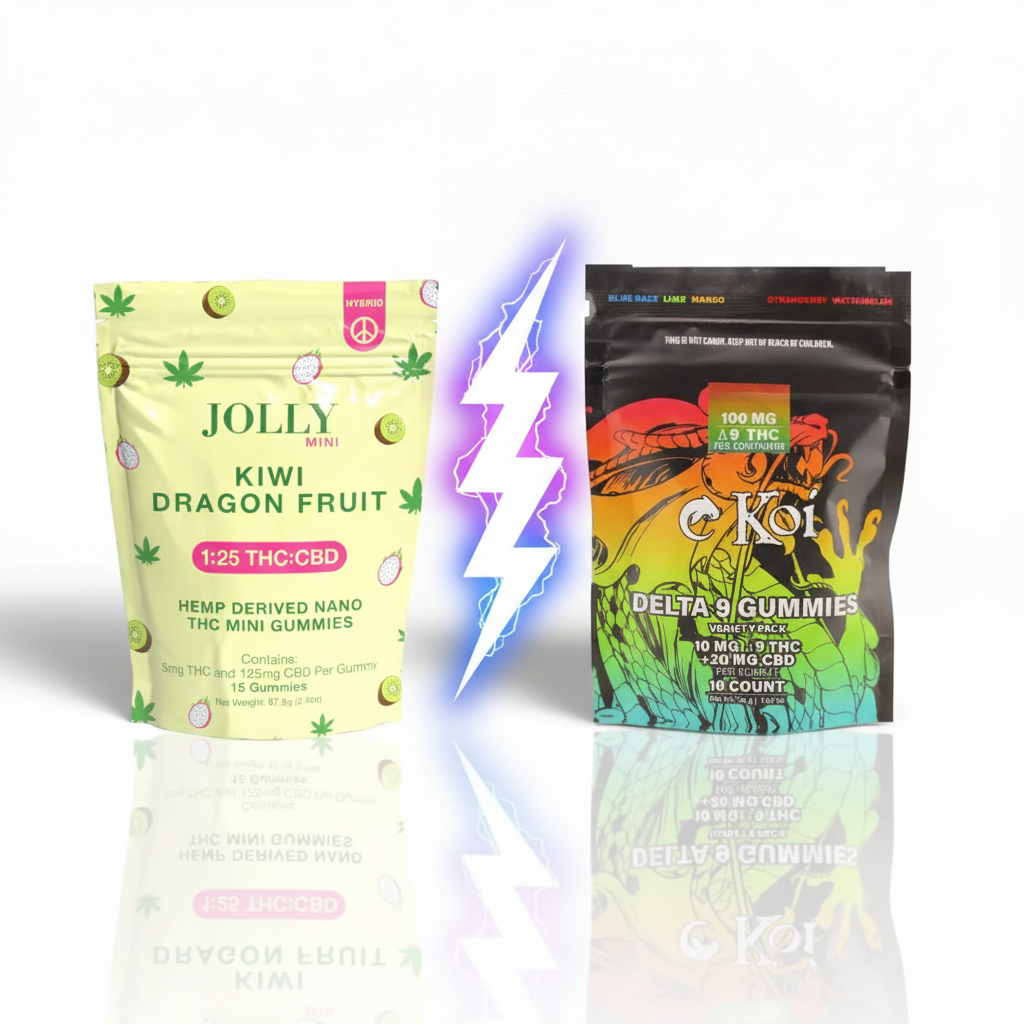 KOI Delta 9 Gummies vs Jolly Cannabis's Delta 9 Gummies