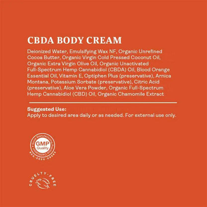 Organic Full-Spectrum CBDA CBD Body Cream - Blood Orange